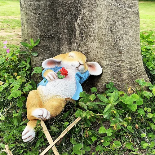 Miniatura 4 de iRonrain Estatuas de jardín, conejito de fantasía, decoración de arte al aire libre, figuras de animales para el día de Acción de Gracias