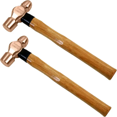 Miniatura 20 de WEDO Juego de martillo de bola de cobre de 3 piezas, 8 onzas + 12 onzas + 16 onzas (1/2 libra+3/4 lb+1 libra), martillo de bola con mango de madera