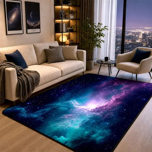 Miniatura 41 de Alfombra de Área Galaxy para Dormitorio y Sala de Estar para Niñas, Niños y Niños, Alfombra Grande de Nebulosa Vórtice, Alfombras Decorativas
