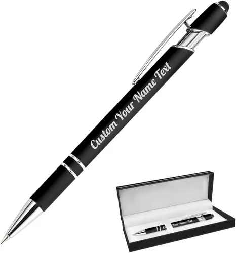 Miniatura 74 de Bolígrafo personalizado, 1 unidad, bolígrafo personalizado con logotipo de mensaje de nombre comercial grabado, lápiz digital de tinta negra suave