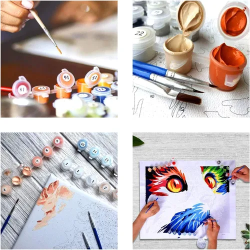 Miniatura 5 de Diymood Pintura por números para niños y adultos, rana, pintura al óleo de mascotas, kits de pintura acrílica por números para niños y adultos