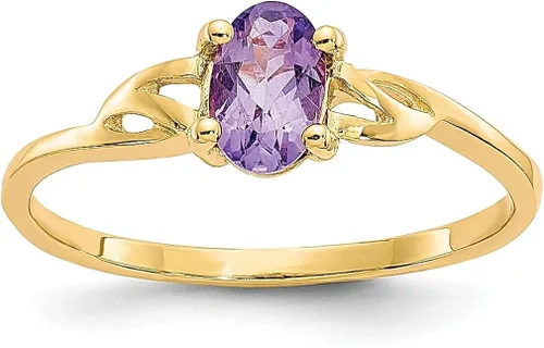 Anillo de oro amarillo de 10 quilates con piedra natal de amatista morada tamaño 700 de piedra de febrero joyería fina para mujeres regalos para
