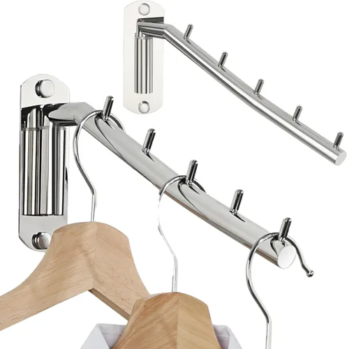 Miniatura 9 de Alise Estante de secado montado en la pared, percheros giratorios de acero inoxidable, ahorro de espacio, estante de secado de pared de ropa de Negro