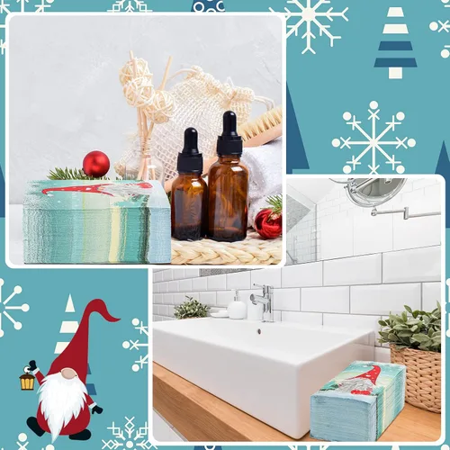 Miniatura 6 de 200 servilletas de Navidad para invitados, gnomos, toalla de mano desechable de Navidad para baño, papel para el hogar, Navidad, invierno