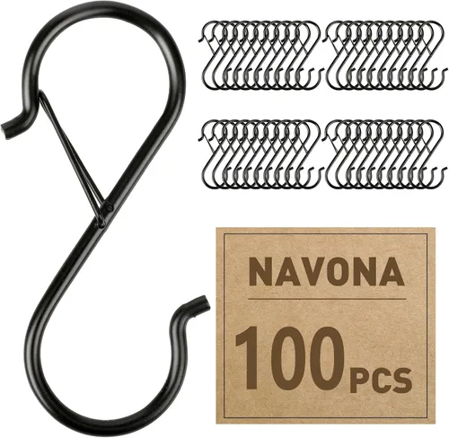 Miniatura 7 de 12 ganchos en S para colgar resistentes, gancho en S de metal resistente de 3.5 pulgadas con hebilla de seguridad, adecuado para varillas de 0.5
