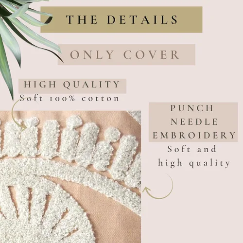 Miniatura 4 de Funda de almohada decorativa con textura neutra bohemia copetuda, funda de cojín decorativa para habitación del bebé (2, combo de arte rosa)