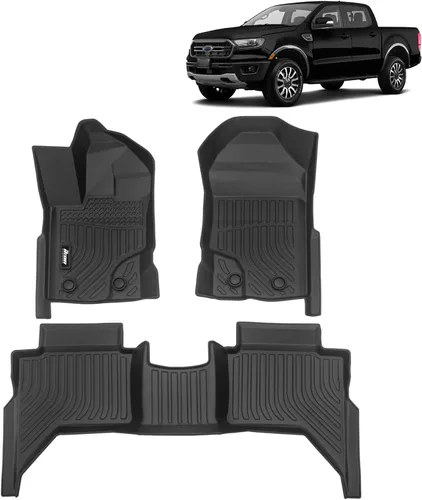 Miniatura 40 de FREEMOTOR802 Compatible con Ford Maverick 2.5L híbrido 2022-2025, alfombrillas de piso negras moldeadas en 3D, protección para 1ª y 2ª fila