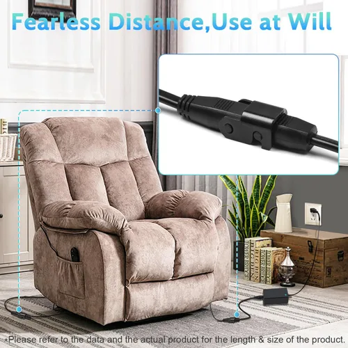 Miniatura 4 de Sopito Cable de extensión de repuesto para sillón reclinable de 6.6 pies (6.6 ft) para silla elevadora o sillón reclinable, cable de alimentación