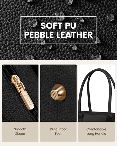 Miniatura 4 de LOVEVOOK Bolsa de mano para computadora portátil para mujer, piel vegana guijarro de 15.6 pulgadas, bolsa para laptop de gran capacidad para mujer