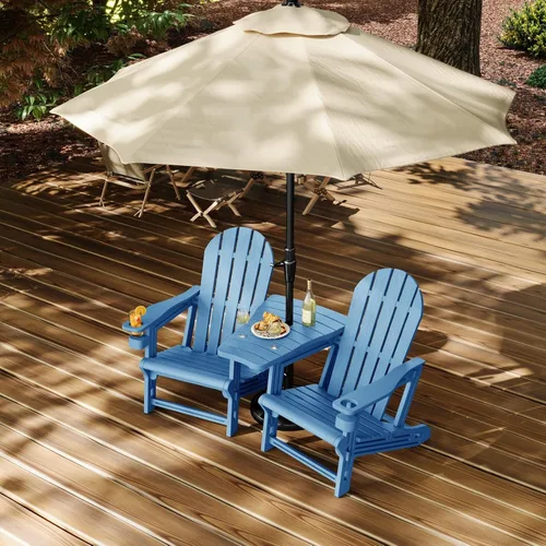 Miniatura 9 de Juego de 2 Sillas Adirondack, Sillas Adirondack de HDPE para Todo Clima con Bandejas Conectoras Dobles, Sillas Adirondack de Plástico para Balcón
