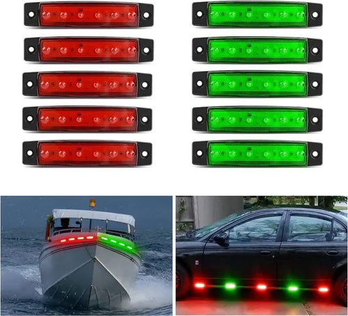 Nilight juego de 10 luces LED indicadoras laterales de 3.8 pulgadas, rojas y verdes, para navegación marina, para yate, kayak, velero, remolque,
