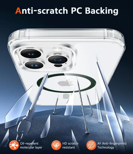 Miniatura 433 de FNTCASE Funda para iPhone 13 Pro-Max: Fundas magnéticas transparentes compatibles con Magsafe Slim anti amarillamiento protección contra caídas