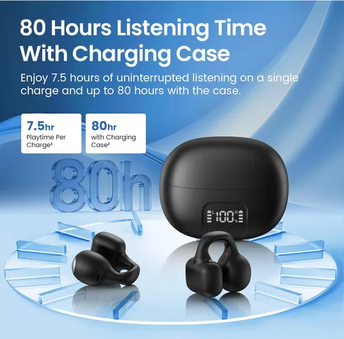 Miniatura 6 de Auriculares con clip, auriculares de oreja abierta, mini auriculares de conducción ósea IPX6, impermeables, Bluetooth, Bluetooth 5.4, auriculares