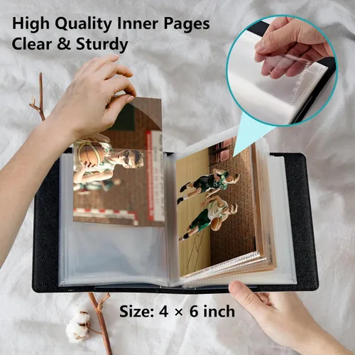 Miniatura 4 de Lindos álbumes de fotos de 4x6 pulgadas con 60 bolsillos y capacidad para 120 fotos con fuerte banda elástica, libres de ácido, a prueba de humedad