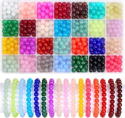 Miniatura 7 de shynek Kit de fabricación de pulseras de 753 cuentas de vidrio, cuentas de vidrio de 24 colores para hacer joyas con cuentas espaciadoras, cuentas