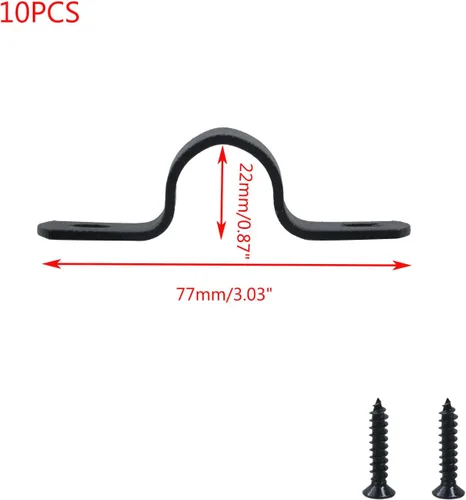 Miniatura 2 de MY MIRONEY Abrazaderas de tubo de metal negras en forma de U, abrazaderas de tubo en forma de silla de montar, diámetro de 0.59 pulgadas con 2