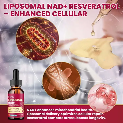 Miniatura 6 de Paquete de 2 Suplemento Liposomal NAD - 1200mg Gotas Líquidas NAD+ para Mujeres y Hombres con Resveratrol, Extracto de Pimienta Negra - Apoya