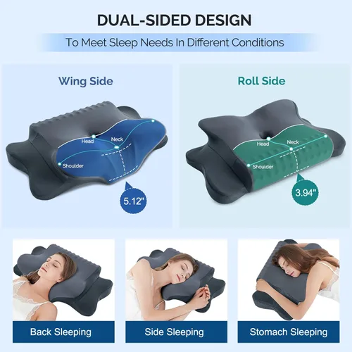 Miniatura 2 de Almohada Cervical para Alivio del Dolor de Cuello - Almohada Ortopédica Ergonómica Refrescante de Doble Cara con Funda de Almohada de Seda de Hielo