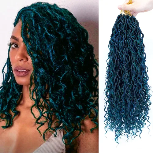Miniatura 43 de 8 Paquetes de Rastas Falsas Bohemias de Ganchillo de 14 Pulgadas, Rastas Suaves de Ganchillo con Extremos Rizados, Pre-enrolladas, Cabello de 1B/27#