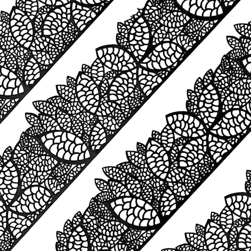 Miniatura 15 de Juego de 10 piezas de encaje comestible grande prefabricado listo para usar, flor de cerezo, negro, 14 pulgadas