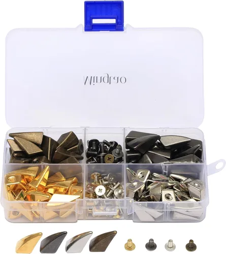 Mingtao Juego de 80 clavos y tachuelas de garra de tiburón dragón con forma de cono de bala, remaches para cuero, manualidades, ropa, zapatos,