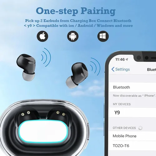 Miniatura 6 de Xmenha Mini auriculares invisibles pequeños Bluetooth para dormir para orejas pequeñas, de perfil bajo, pequeños, ocultos, discretos, más pequeños