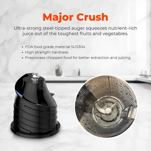 Miniatura 5 de Rosewill Exprimidor de prensa en frío, máquina extractor de jugo de canal de alimentación de 4.72 pulgadas de ancho, alto rendimiento de jugo
