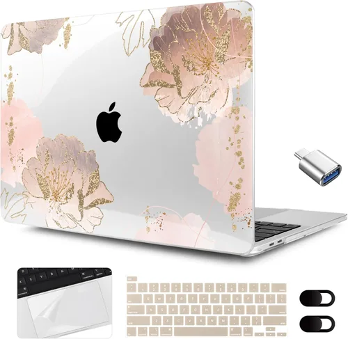 Miniatura 23 de MEEgoodo Funda para MacBook Pro de 13 pulgadas 2022 2021 2020 A2338 M2/M1 A2251 A2289 con Touch ID, fundas rígidas transparentes para laptop