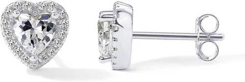 PAVOI Aretes redondos de plata de ley chapados en oro de 14 quilates con halo de diamantes de imitación, circonita cúbica de primera calidad en oro