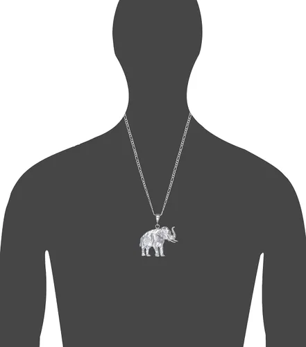 Miniatura 2 de Collar con colgante de elefante de plata de ley con acabado de diamante y cadena