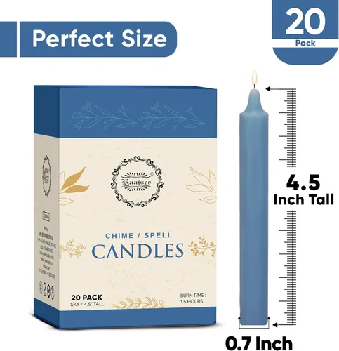 Miniatura 2 de Raajsee Paquete de 20 mini velas cónicas sin aroma, azul cielo Velas de cena de 5 pulgadas (alto) Sin humo y sin goteo Cera de parafina