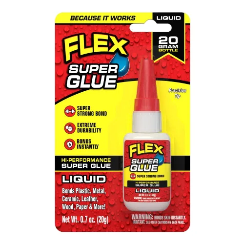 Flex Super Glue Liquid, botella de 0.71 oz, 1 paquete, transparente, enlace instantáneo, secado rápido, adhesivo de cianoacrilato, punta de