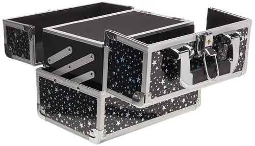 Miniatura 4 de Joligrace Maletín de Maquillaje Portátil Caja de Cosméticos 2 Bandejas con Espejo con Cerradura para Maquillaje Técnico de Uñas y Esteticistas