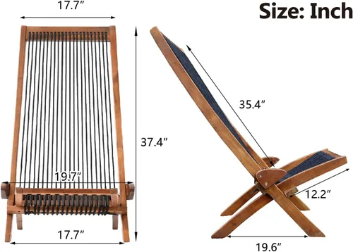 Miniatura 3 de Sillas plegables de madera plegable para patio, silla plegable de madera maciza de acacia, fácil montaje, sillas para fogata para interiores y Silla