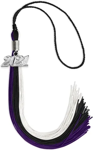 Miniatura 154 de Endea Graduation Borla de triple color con gota de fecha plateada (negro/dorado/granate, 2020)