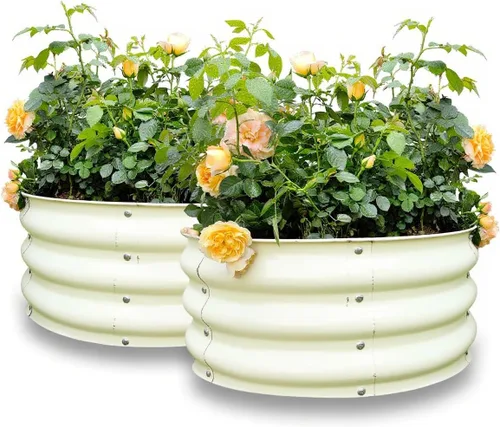 Miniatura 17 de GARDMAX 2x2x1FT Galvanized Round Raised Garden Bed Kit, Metal Planter Boxes Outdoor with Easy Assembly, Large Garden Bed for Vegetables, Fruits