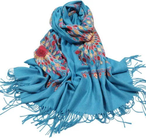 Miniatura 28 de Urban CoCo Chal Bordado con Borlas de Tamaño Grande para Mujer, Bufanda de Mujer