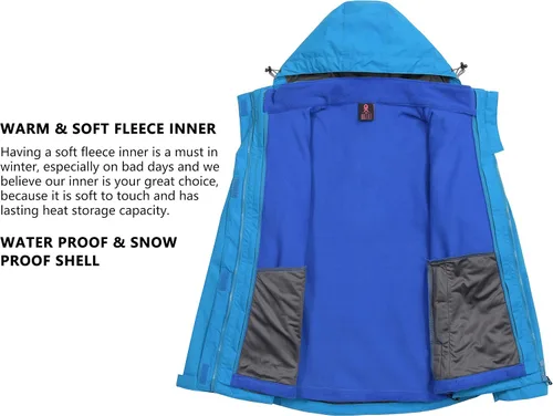 Miniatura 5 de Little Donkey Andy Chaqueta de esquí 3 en 1 para mujer, impermeable, cálida, para invierno, resistente al viento, para nieve