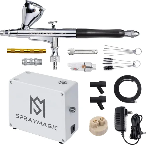 Kit de aerógrafo con compresor de aire, juego de pintura de pistola de cepillo de aire de doble acción, kit de pistola de pulverización de aerógrafo