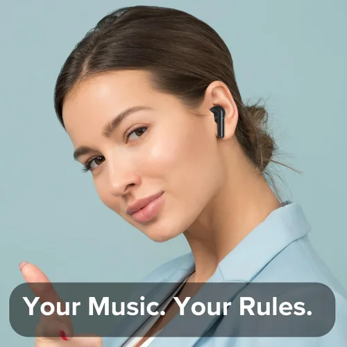 Miniatura 8 de Coby Auriculares inalámbricos con estuche de carga de lectura de batería LCD, mini auriculares intrauditivos Bluetooth con micrófono integrado, Negro