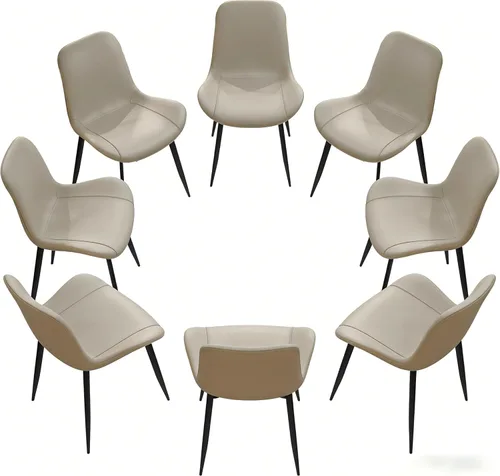 Miniatura 10 de Juego de 2 sillas de comedor color blanco crema, cómodas sillas de oficina con asiento y respaldo de alta elasticidad para sala de estar, Blanco