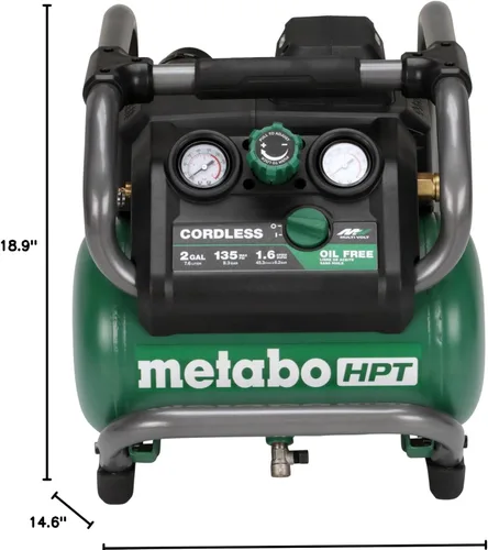 Miniatura 15 de Metabo HPT EC36DAQ4 - Compresor de aire inalámbrico de 2 galones, 36V MultiVolt, portátil y versátil, ideal para clavadoras de acabado neumáticas