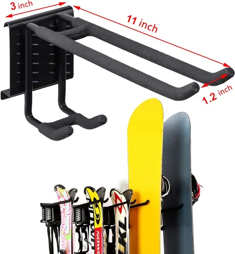 Miniatura 3 de WALMANN Sistema de organización de almacenamiento de garaje, estante de pared de esquí de hasta 10 pares de soportes para esquís, cobertizo de casa