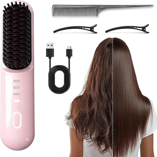 Miniatura 9 de Go Brush 2026 actualizado - Pro para cabello corto - Cepillo alisador inalámbrico con calor rápido, 3 ajustes de temperatura, cuidado iónico