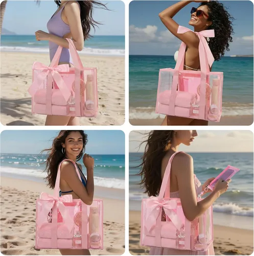 Miniatura 3 de Bolsa de playa con lazo, grande, plegable e impermeable con bolsillo interior con cremallera, bolsa de viaje para piscina y vacaciones