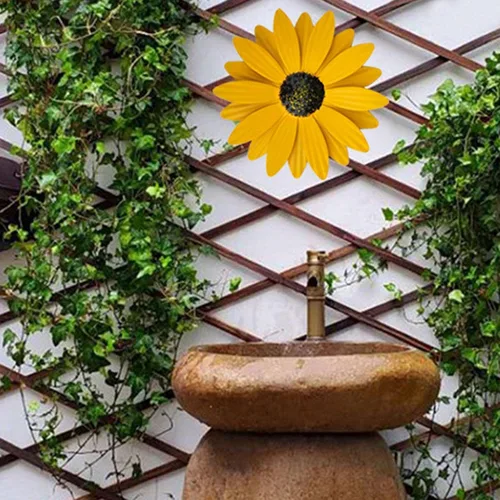 Miniatura 8 de Tencount Decoración de arte de pared de flores de metal, esculturas de pared, placa para colgar en interiores o exteriores, para baño, sala