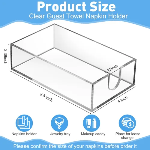 Miniatura 2 de Layhit Paquete de 4 soportes para toallas de papel acrílico, dispensador de servilletas de baño, servilletas de baño, soporte desechable