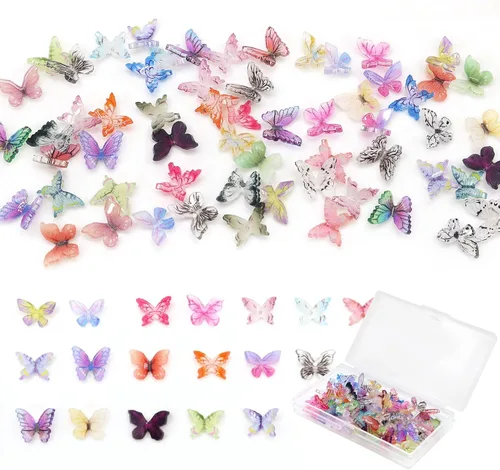Miniatura 9 de 120 piezas Mariposas Luminosas Mini, Miniaturas de Mariquitas en Resina, Figuras de Animales que Brillan en la Oscuridad para Jardín de Hadas, Casa