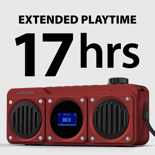 Miniatura 5 de Avantree Boombyte - Radio FM portátil con altavoz Bluetooth, sonido superbo, acabado en metal, reproductor MP3, compatible con tarjeta Micro SD