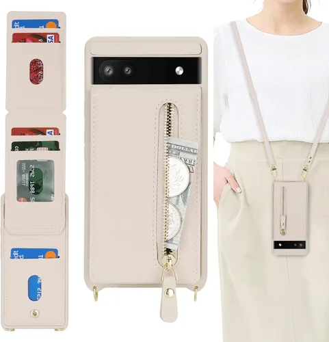 Funda para Google Pixel 6a con tarjetero para mujer, para Pixel 6a, funda para teléfono con correa, ranuras para tarjetas de crédito, bandolera con